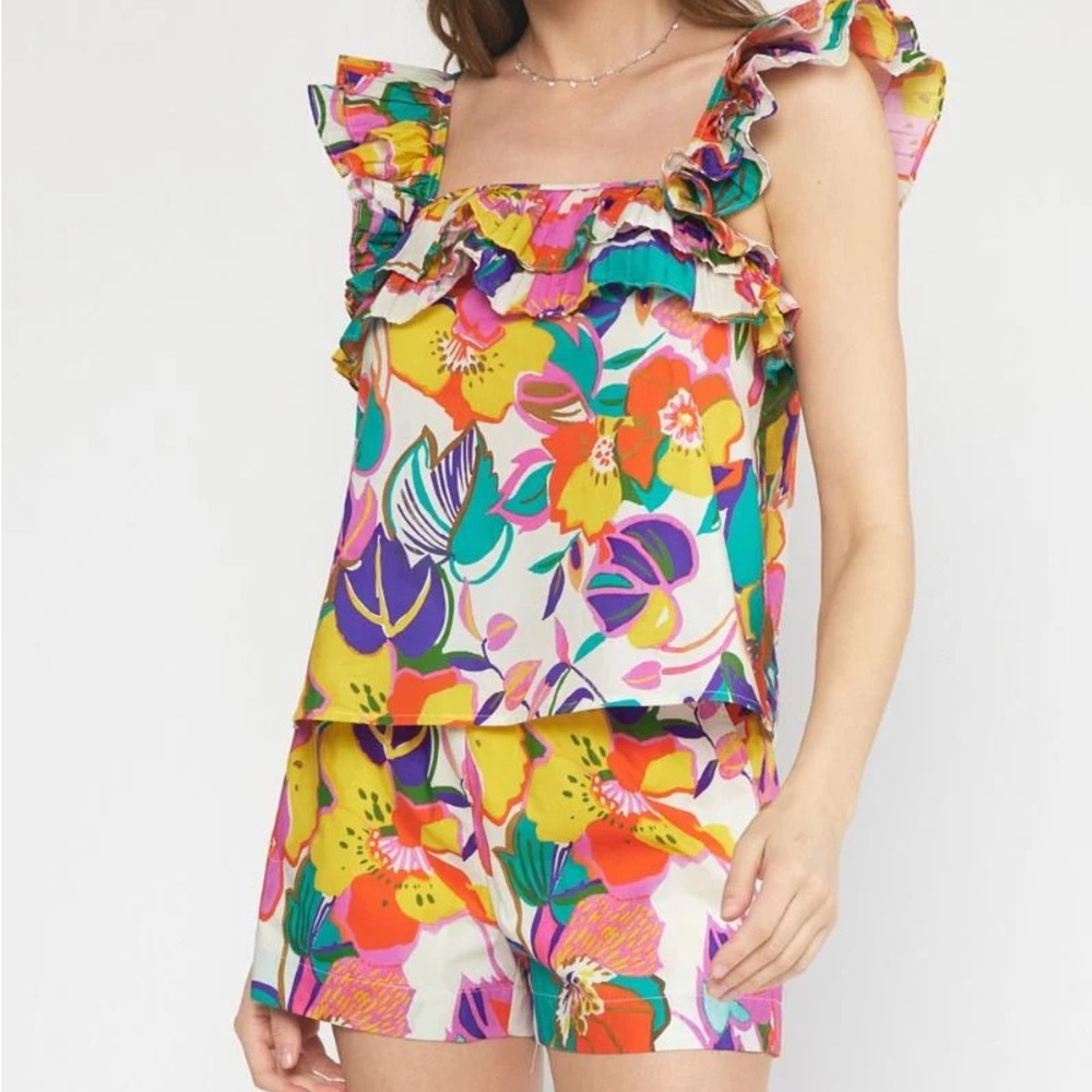 Floral top/shorts set